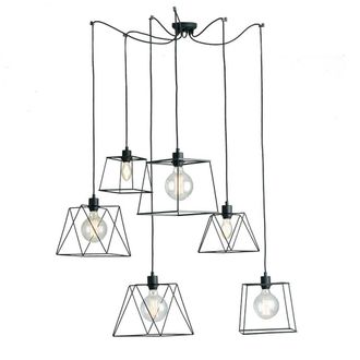 Netlighting BROOKLYN 6 Light Cluster Pendant Ceiling Light Black 250cm