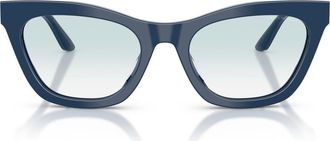 Emporio Armani 55mm Cat Eye Sunglasses in Shiny Blue /Clear Blue at Nordstrom