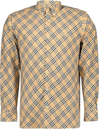 Burberry Vintage Geruite Overhemd voor Mannen - Heren - Casual Overhemden - Beige - L - Katoen - Overhemden