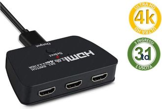Trade Shop Trade Shop - Commutatore Switch Hdmi 3 Ingressi 1 Uscita Ultrahd 4k Pulsante Selezione Q-a137