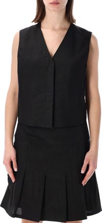 Our Legacy Techflax Soot Black Waistcoat With Embroidered Lining