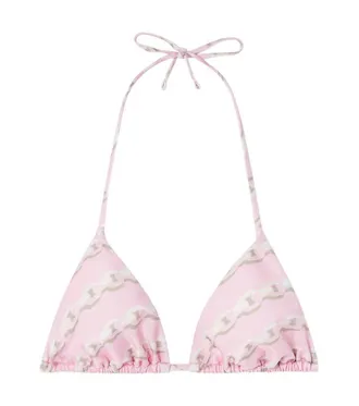 Versace Pink Printed Bikini Top Swimwear
