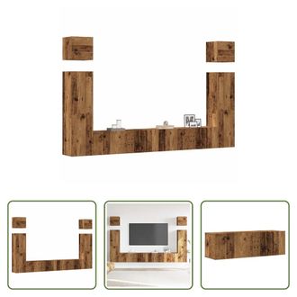 vidaXL Vidaxl Conjunto De Mueble De Tv 6 Piezas Montado La Pared Madera Vieja