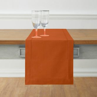 Solino Home Cotton Linen Hemstitch Table Runner for Dining Table, Holiday and Everyday Table Decor in Cinnamon at Nordstrom, Size X-Large