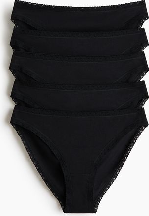 H&M 5er-Pack Baumwollslips - Schwarz