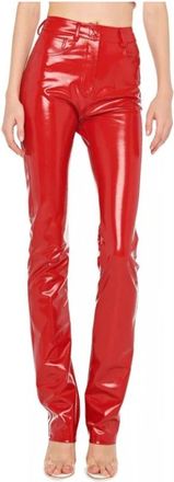 Norma Kamali Broeken, Dames, Rood, S, High Waisted Flared Broeken