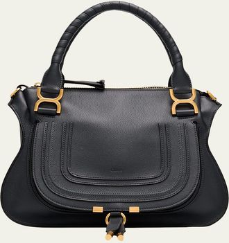 Chlo&eacute; Marcie Medium Double Carry Satchel Bag in Grained Leather