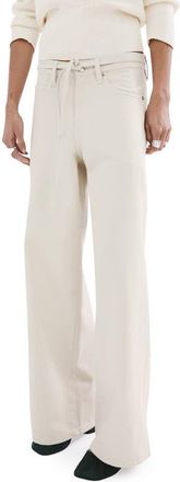 Mango Belted Wide Leg Jeans in Ivory at Nordstrom, Size 10