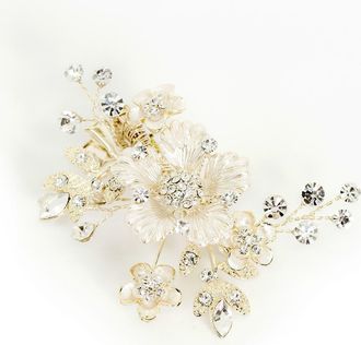 Brides & Hairpins Alessandra Floral Crystal Clip in Gold at Nordstrom