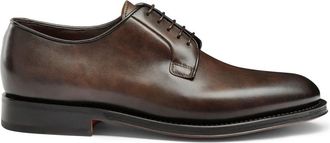 Santoni Gepolijste Leren Derby Schoen - Heren - Nette schoenen - Bruin - 46 EU - Leer - Schoenen
