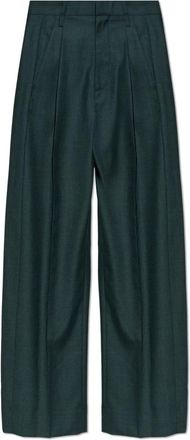 Victoria Beckham Ethel Trouser - Dames - Wijde Broeken - Groen - XS - Wol - Broeken