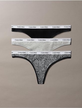Calvin Klein Womens Icon Logo 3-Pack Low Rise Thong - Multi - XL
