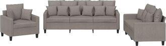 vidaXL Juego De Sof&aacute;s Con Cojines 3 Piezas Tela Gris Taupe Vidaxl