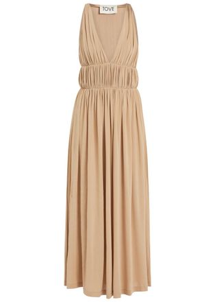 Tove Ouida Ruched Stretch-jersey Midi Dress - Beige - 38 (UK10 / S)
