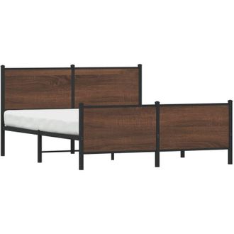 vidaXL Estructura De Cama Sin Colch&oacute;n Metal Marr&oacute;n Roble 140x200 Cm Vidaxl