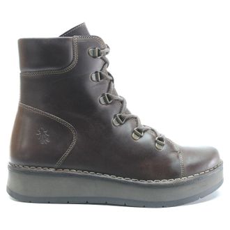 FLY London ROXY094FLY Rug Leather Womens Ankle Boots - Dark Brown - Size:UK 4