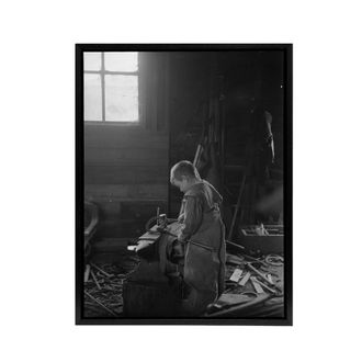 Artery8 Fred Brockett Blacksmiths Apprentice Photograph Framed Canvas Art in Grey | Size: W24 x H32