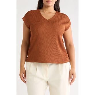 Anne Klein Crinkle Top in Cedar Spice at Nordstrom, Size 1 X