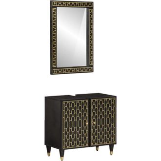 vidaXL Conjunto De Muebles De Ba&ntilde;o 2 Piezas Madera Maciza De Mango