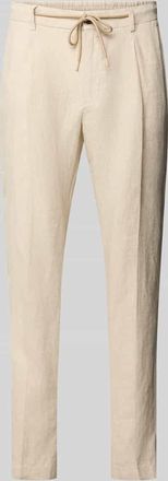 Manuel Ritz Hose mit B&uuml;gelfalten und Tunnelzug in Sand, Gr&ouml;&szlig;e 48