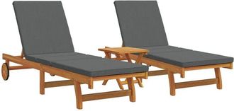 vidaXL Sun Lounger 3 pcs Brown 40 x 40 x 40cm Solid Acacia wood vidaXL