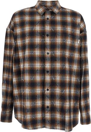 Juun.J Juun. J Multicolor Shirt With Classic Collar And All-over Check Motif In Cotton Man