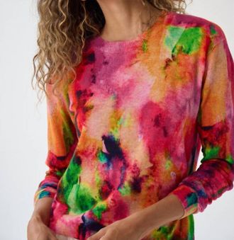 Autumn Cashmere Watercolor Print Relaxed Fit Sweater In Multi Combo