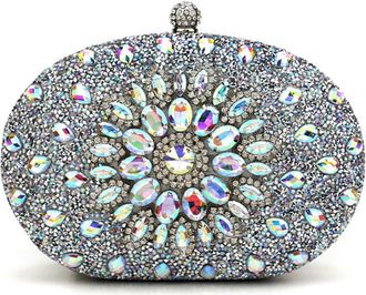Generic Evening Handbags for Women Sparkly Rhinestone Beaded Clutch Purses Crossbody Purses for Wedding Party Prom, Ab Colorful