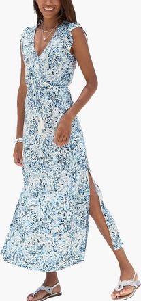 Lascana Side Slit Maxi Dress in Blue Floral at Nordstrom, Size 10