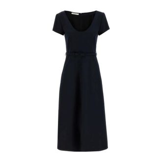 Alessandra Rich Midi Dresses, female, Blue, Size: L Belted Wool Dress