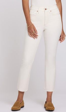 NYDJ Billie Mini High Waist Fray Hem Ankle Bootcut Jeans in Vintage White at Nordstrom, Size 12P