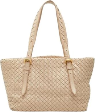 Bottega Veneta Pre-owned Tote Bags, female, Beige, Size: ONE SIZE Pre-owned Vintage Leather Shoulder Bag
