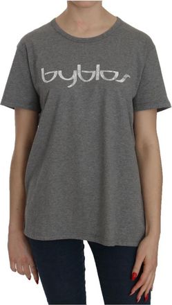 Byblos T-shirt met Korte Mouwen en Ronde Hals - Dames - T-shirts - Grijs - XL - Katoen - Tops