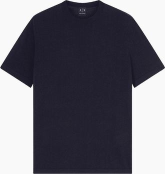 A|X Armani Exchange Mens Slim Fit Textured Knitted Navy T-Shirt - Size: 40