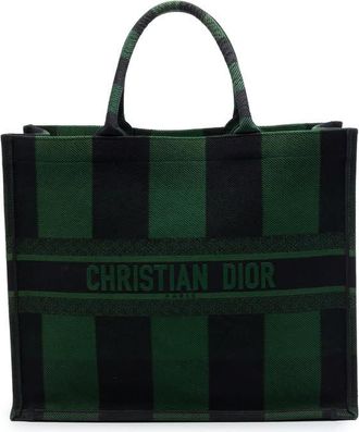 Dior Pre-owned Dior Large Embroidered Canvas Checkered Book Tote Ladies JID25Q53XODAB6S1