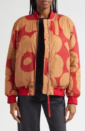 Marimekko Blossa Unikko Bomber Jacket in Red, Brown at Nordstrom Rack, Size Small