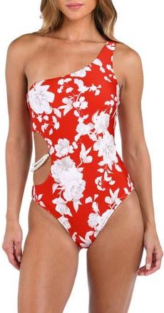 L'agence Ava Ikebana One-Shoulder Cutout One-Piece Swimsuit in Rouge at Nordstrom Rack, Size X-Small