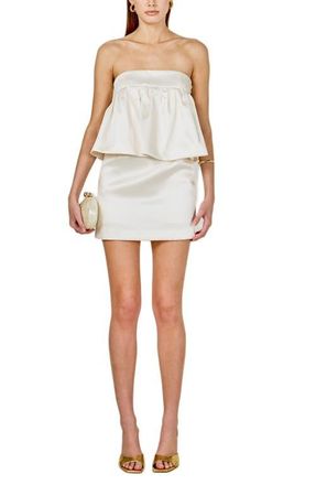 endless rose Strapless Satin Minidress in White at Nordstrom, Size X-Small