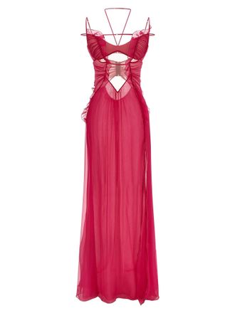 Nensi Dojaka Fuchsia Silk Long Womens Dress