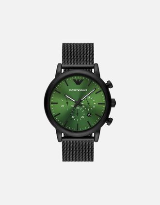 Emporio Armani Mens Emporio Armani AR11470 Black and Luigi Green Chronograph Quartz Mens Watch
