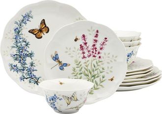 Lenox Butterfly Meadow Herbs 12Pc Dinnerware Set
