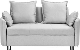 Beliani Sof&aacute; Cama 2 Plazas Gris Claro Funci&oacute;n De Dormir Reposabrazos Perfilados Hovin