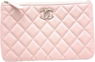 Chanel Matelasse Pink Grained Calfskin Pouch (Pre-Owned)