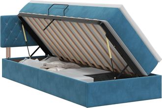vidaXL Cama Con Almacenamiento Azul Oscuro 100 X 200 Cm Terciopelo Vidaxl