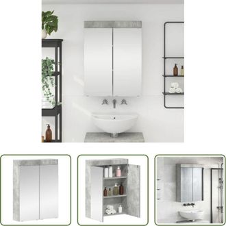 vidaXL Mobiletto con specchio - Mobiletto per specchio da bagno con porta TULUM Grigio cemento