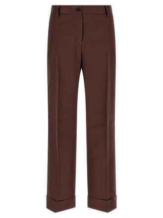Alberto Biani Brown Straight Flat Front Pant