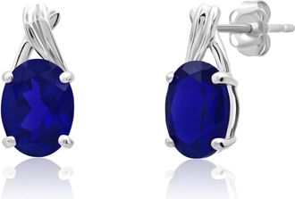 MAX + STONE 14k Yellow or White Gold 8x6mm Gemstone Twist Oval Drop Stud Earrings
