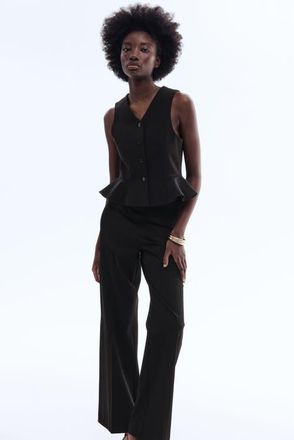 H&M Bootcut Twill Trousers in Black at Nordstrom, Size 18