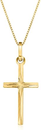Ross-Simons Italian 18kt Yellow Gold Diamond-Cut Cross Pendant Necklace