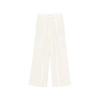 Brunello Cucinelli Brunello Cucinelli, Wide Trousers, female, White, Size: 2XS Pleated Wide-Leg Trousers
